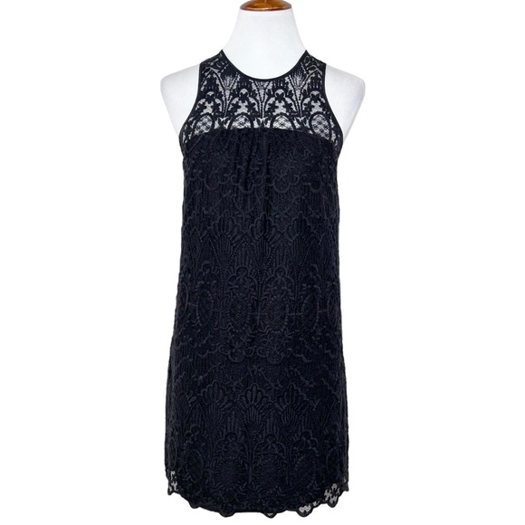 Joie Black Floral Scroll Lace Sleeveless LBD Sheath Mini Cocktail Dress - Picture 2 of 14